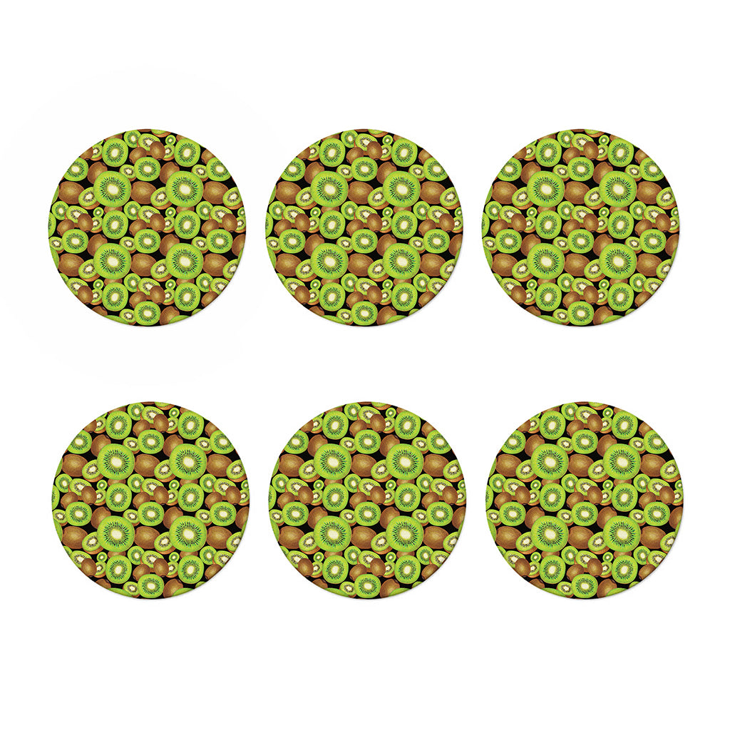 Watercolor Kiwi Pattern Print Coaster Set