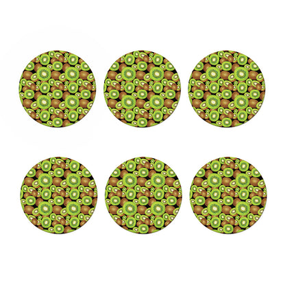 Watercolor Kiwi Pattern Print Coaster Set
