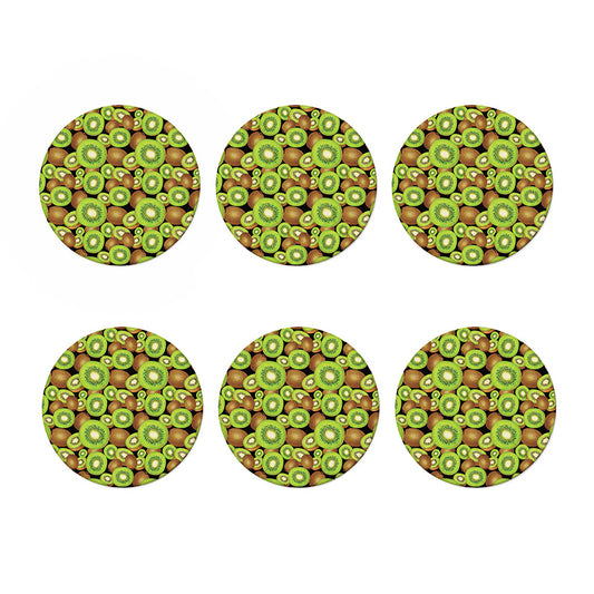 Watercolor Kiwi Pattern Print Coaster Set