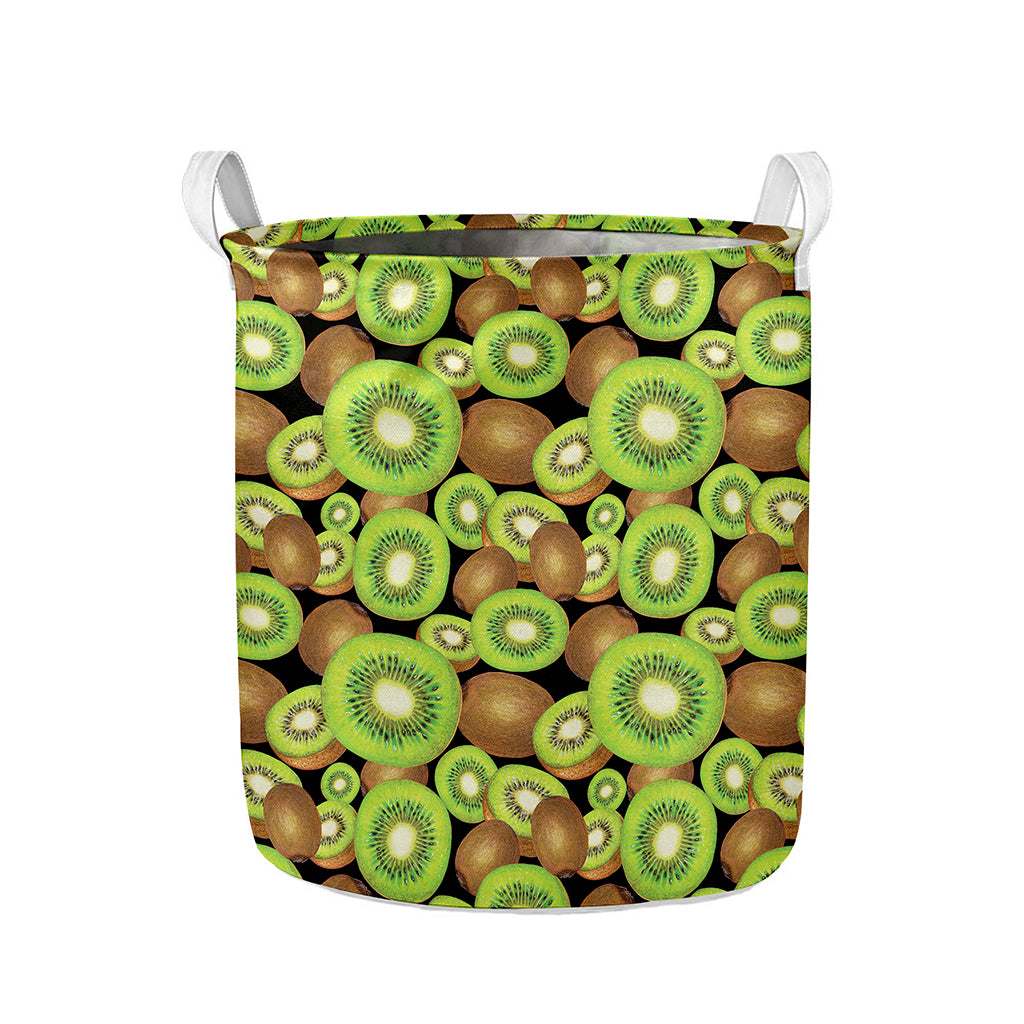 Watercolor Kiwi Pattern Print Collapsible Laundry Basket
