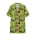 Watercolor Kiwi Pattern Print Cotton Hawaiian Shirt