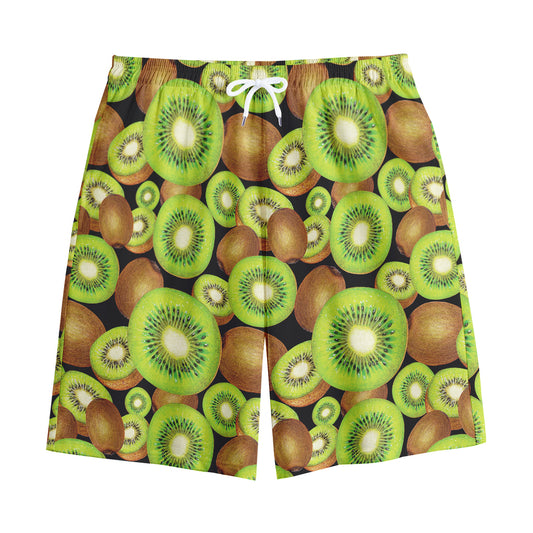 Watercolor Kiwi Pattern Print Cotton Shorts