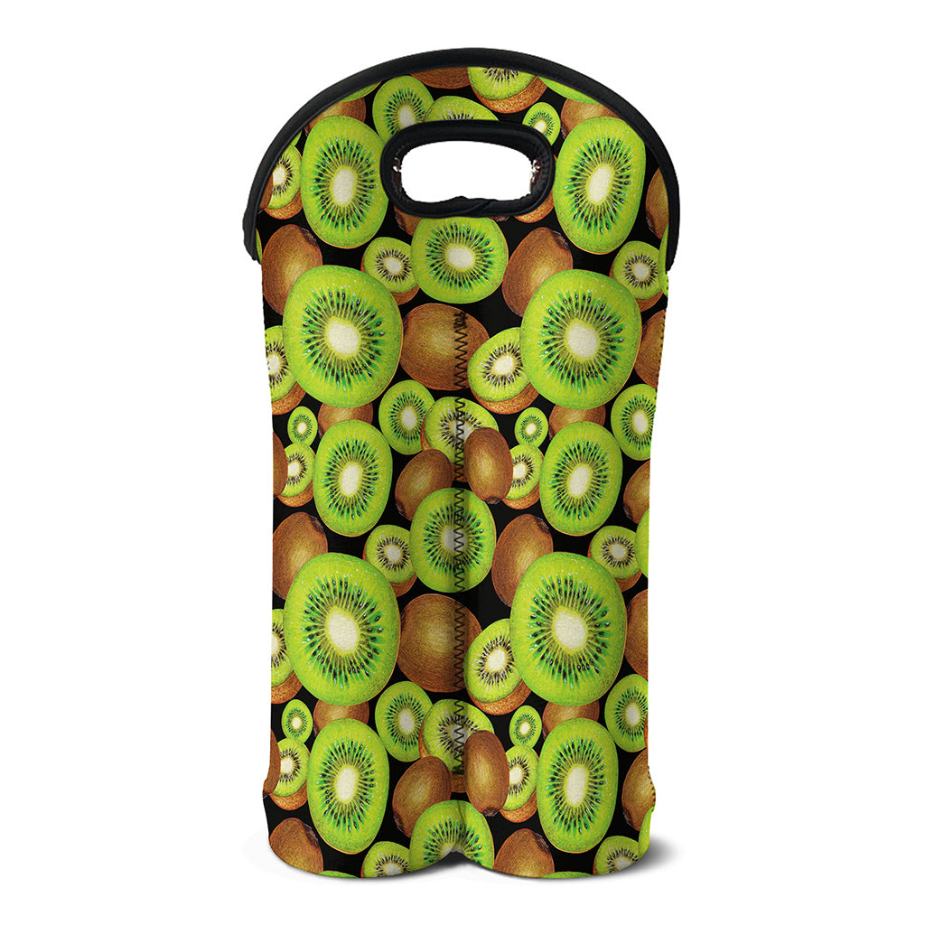 Watercolor Kiwi Pattern Print Double Neoprene Wine Tote