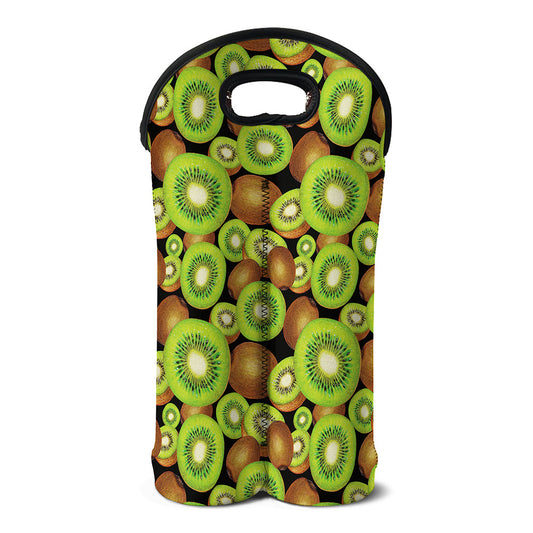 Watercolor Kiwi Pattern Print Double Neoprene Wine Tote