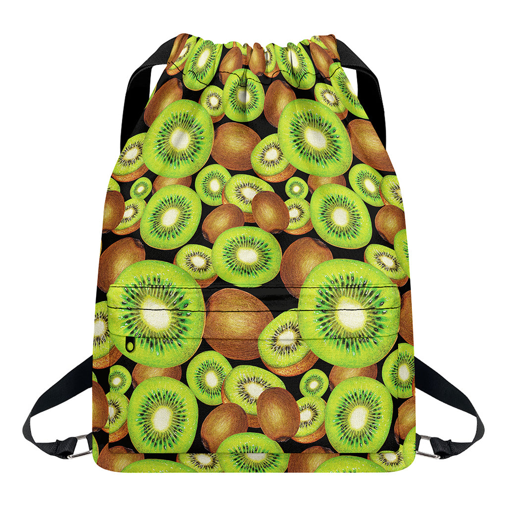 Watercolor Kiwi Pattern Print Drawstring Backpack