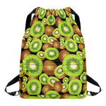 Watercolor Kiwi Pattern Print Drawstring Backpack