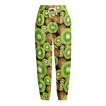Watercolor Kiwi Pattern Print Fleece Lined Knit Pants