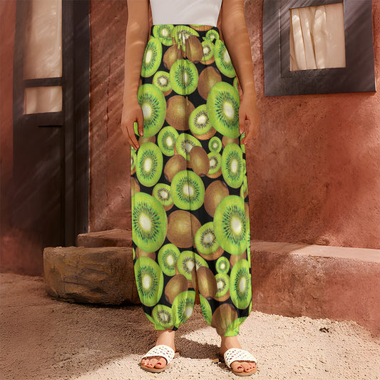 Watercolor Kiwi Pattern Print Harem Pants