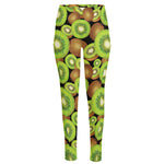 Watercolor Kiwi Pattern Print High-Waisted Pocket Leggings