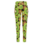 Watercolor Kiwi Pattern Print High-Waisted Pocket Leggings