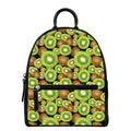 Watercolor Kiwi Pattern Print Leather Backpack