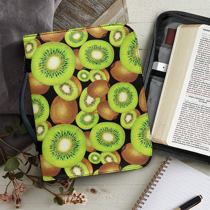 Watercolor Kiwi Pattern Print Leather Bible Cover