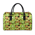 Watercolor Kiwi Pattern Print Leather Duffel Bag