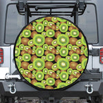 Watercolor Kiwi Pattern Print Leather Spare Tire Cover