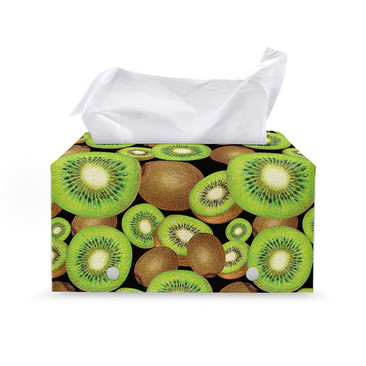 Watercolor Kiwi Pattern Print Leather Tissue Box Cover