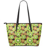 Watercolor Kiwi Pattern Print Leather Tote Bag