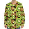 Watercolor Kiwi Pattern Print Long Sleeve Baseball Jersey