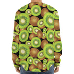 Watercolor Kiwi Pattern Print Long Sleeve Baseball Jersey