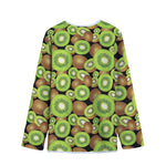 Watercolor Kiwi Pattern Print Long Sleeve Short Coat