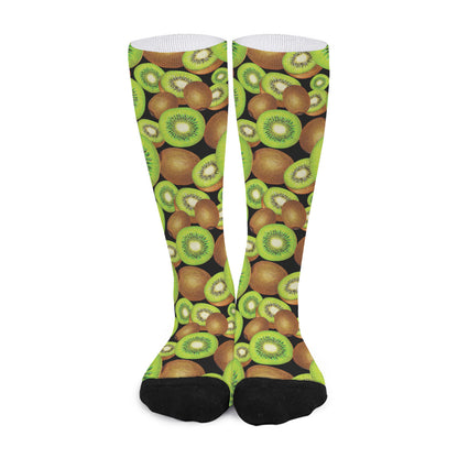 Watercolor Kiwi Pattern Print Long Socks