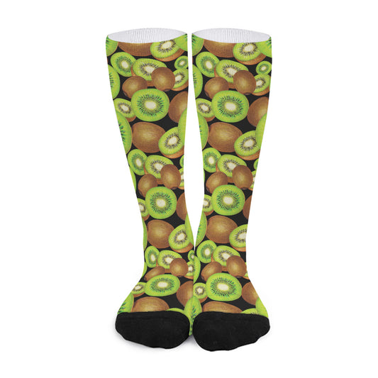 Watercolor Kiwi Pattern Print Long Socks