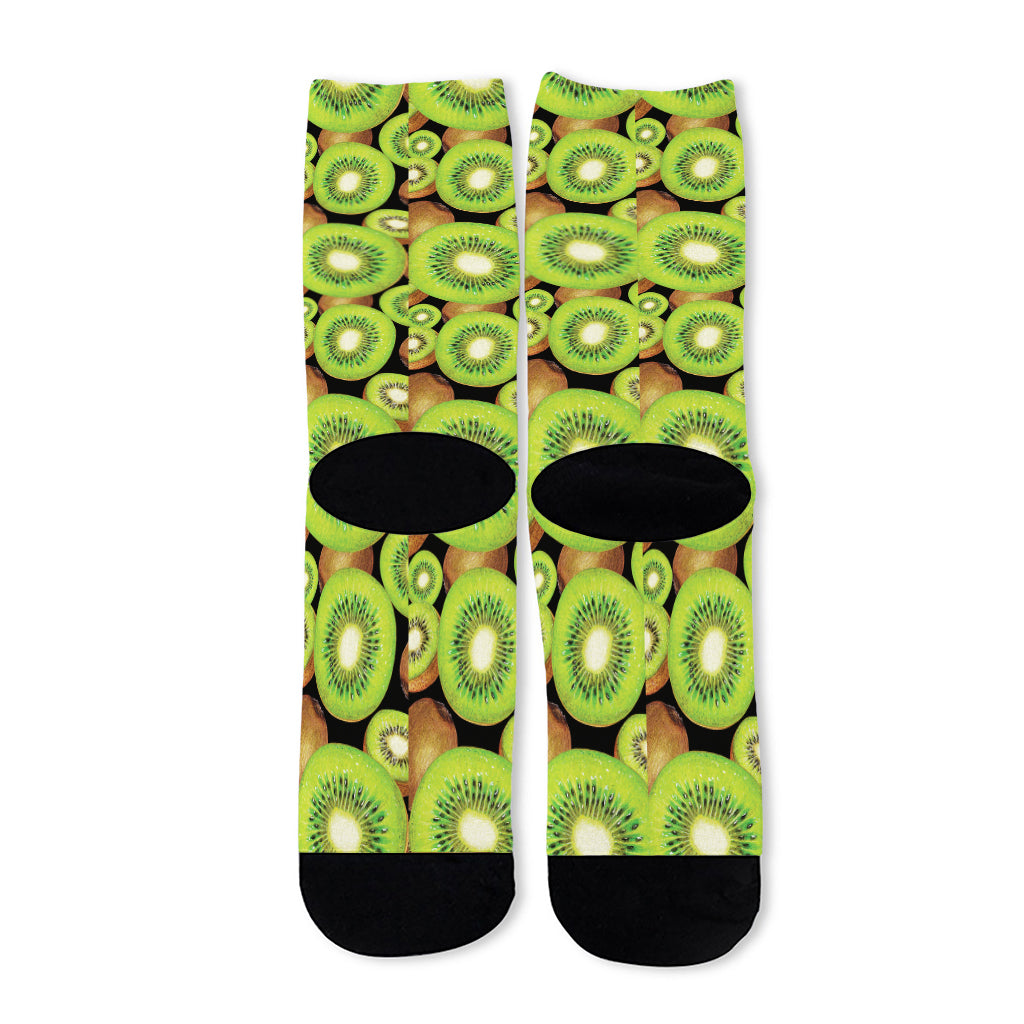 Watercolor Kiwi Pattern Print Long Socks