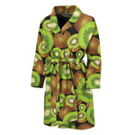 Watercolor Kiwi Pattern Print Men's Bathrobe