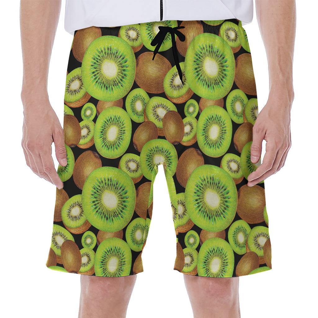 Watercolor Kiwi Pattern Print Men's Beach Shorts