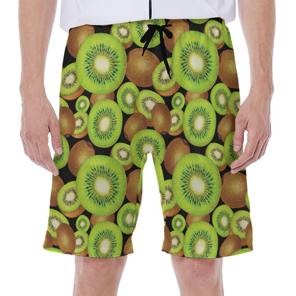Watercolor Kiwi Pattern Print Men's Beach Shorts