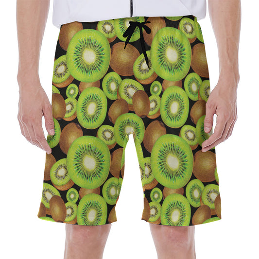 Watercolor Kiwi Pattern Print Men's Beach Shorts
