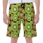 Watercolor Kiwi Pattern Print Men's Beach Shorts