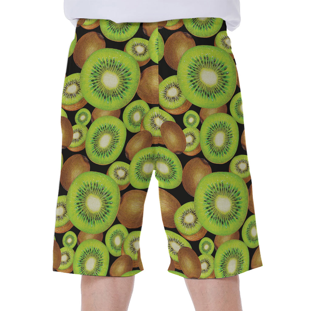 Watercolor Kiwi Pattern Print Men's Beach Shorts