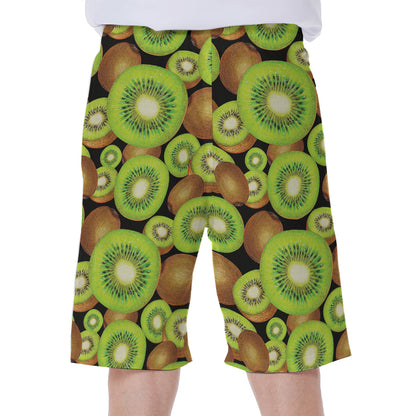 Watercolor Kiwi Pattern Print Men's Beach Shorts