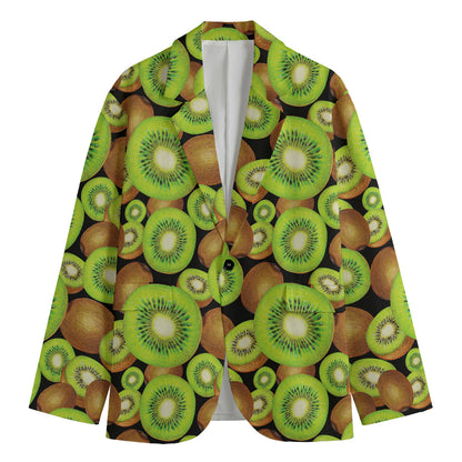 Watercolor Kiwi Pattern Print Men's Blazer