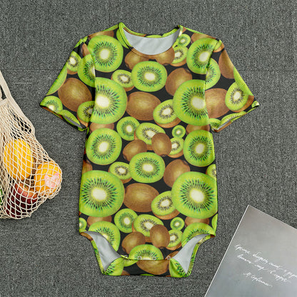 Watercolor Kiwi Pattern Print Men's Bodysuit