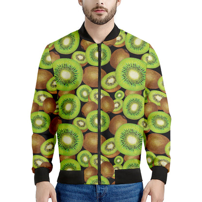 Watercolor Kiwi Pattern Print Men's Bomber Jacket