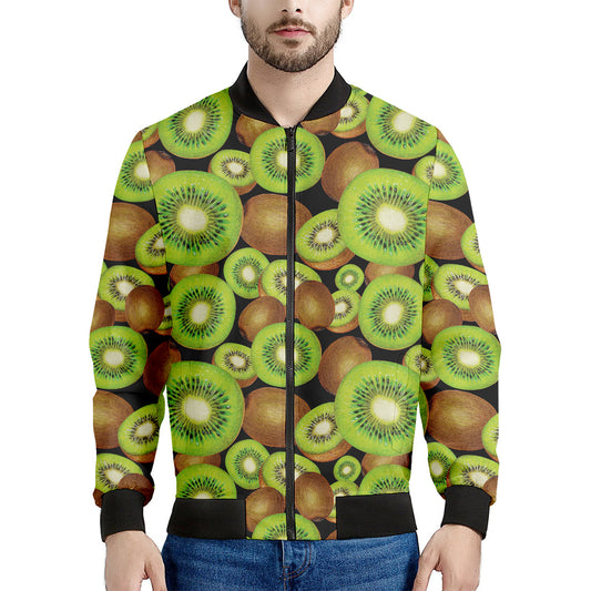 Watercolor Kiwi Pattern Print Men's Bomber Jacket