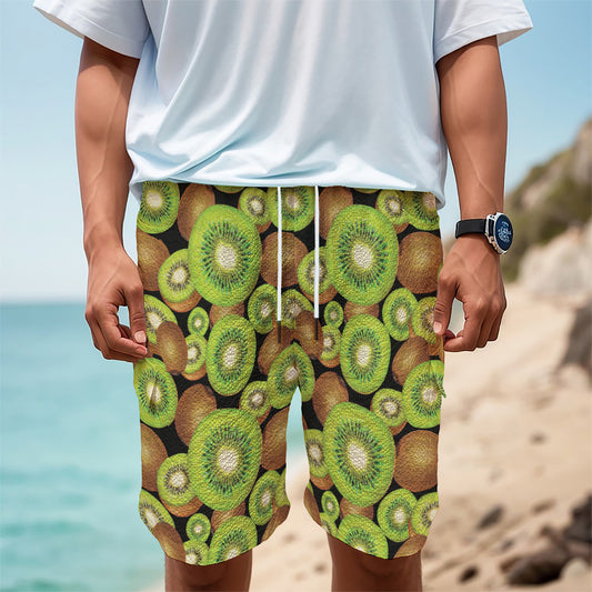 Watercolor Kiwi Pattern Print Men's Cargo Shorts