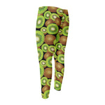 Watercolor Kiwi Pattern Print Men's Compression Pants
