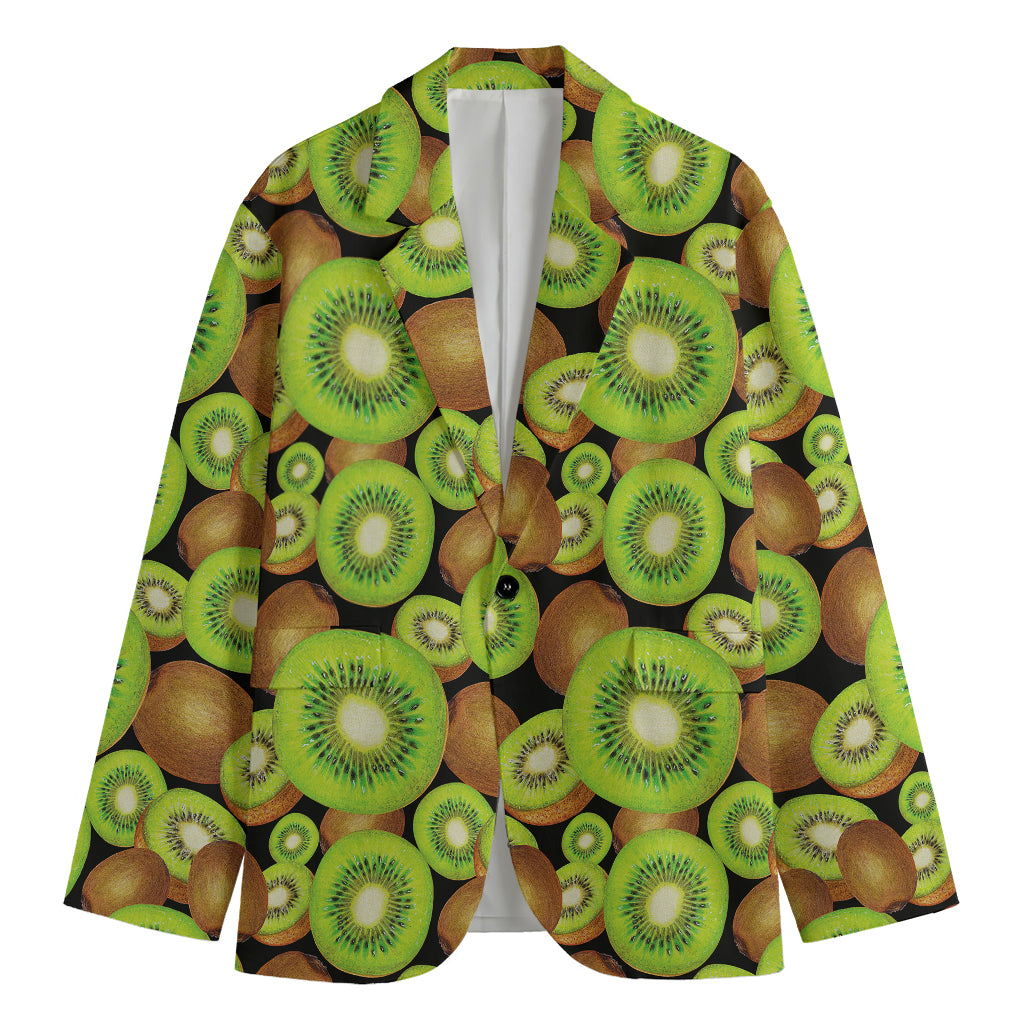 Watercolor Kiwi Pattern Print Men's Cotton Blazer