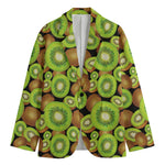 Watercolor Kiwi Pattern Print Men's Cotton Blazer