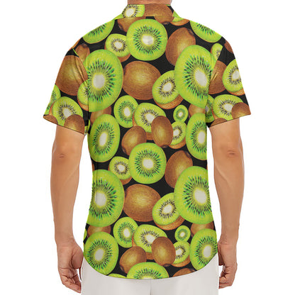 Watercolor Kiwi Pattern Print Men's Deep V-Neck Shirt