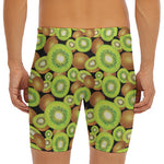 Watercolor Kiwi Pattern Print Men's Long Boxer Briefs