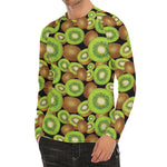 Watercolor Kiwi Pattern Print Men's Long Sleeve Rash Guard
