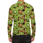 Watercolor Kiwi Pattern Print Men's Long Sleeve Rash Guard