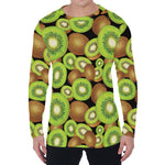 Watercolor Kiwi Pattern Print Men's Long Sleeve T-Shirt