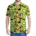 Watercolor Kiwi Pattern Print Men's Polo Shirt