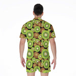 Watercolor Kiwi Pattern Print Men's Rompers