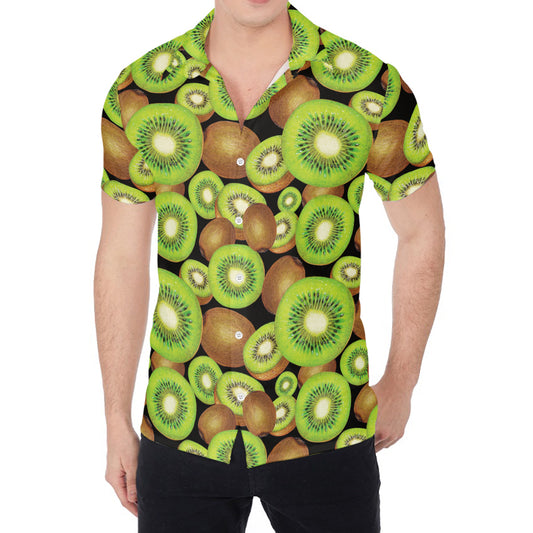 Watercolor Kiwi Pattern Print Men's Shirt