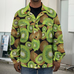 Watercolor Kiwi Pattern Print Men's Shirt Jacket